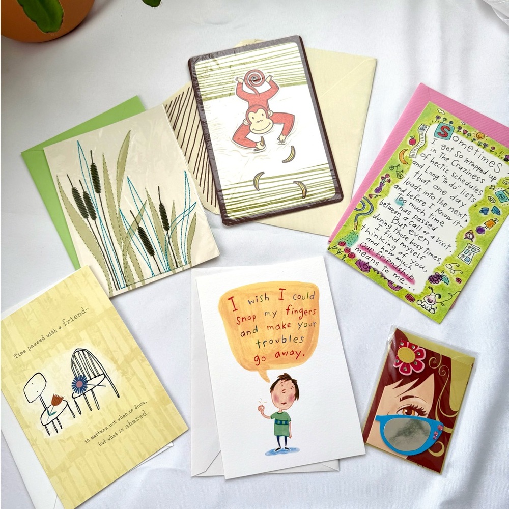 Assorted greeting cards friendship birthday blank set of six cards
